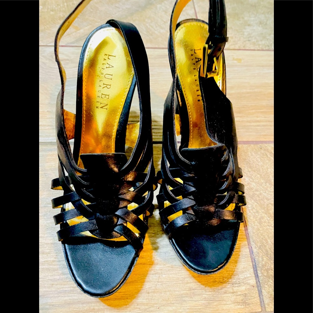 Black leather Ralph Lauren Heels
